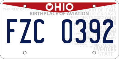 OH license plate FZC0392