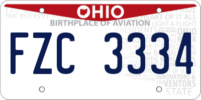 OH license plate FZC3334