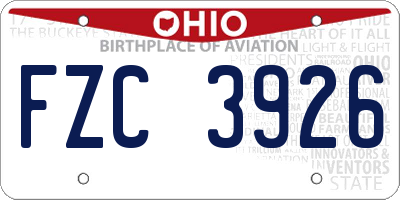 OH license plate FZC3926