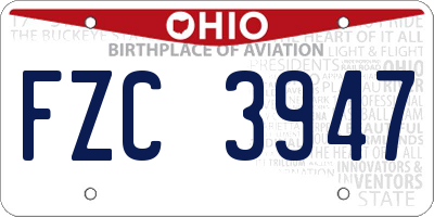 OH license plate FZC3947
