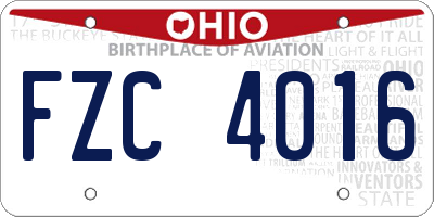 OH license plate FZC4016