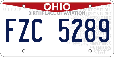 OH license plate FZC5289