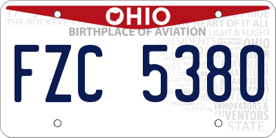 OH license plate FZC5380