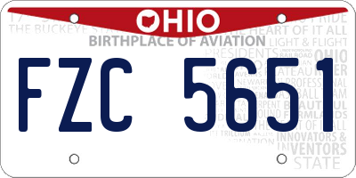OH license plate FZC5651