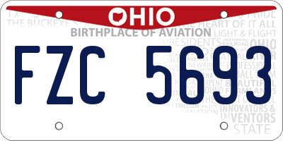 OH license plate FZC5693