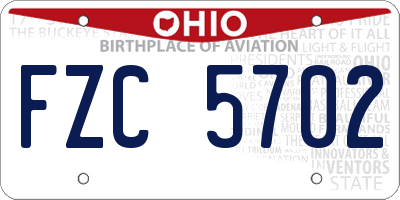 OH license plate FZC5702