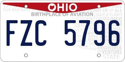 OH license plate FZC5796