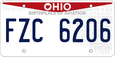 OH license plate FZC6206