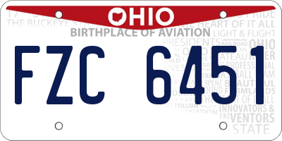 OH license plate FZC6451