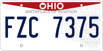 OH license plate FZC7375