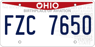 OH license plate FZC7650