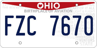 OH license plate FZC7670