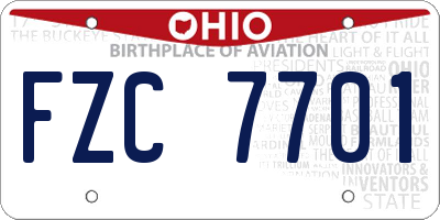 OH license plate FZC7701