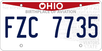 OH license plate FZC7735