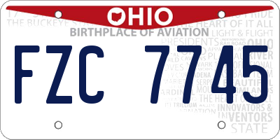OH license plate FZC7745