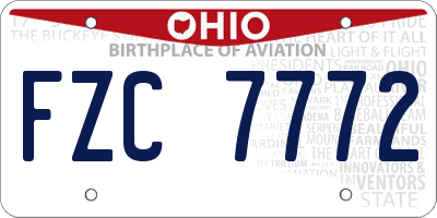 OH license plate FZC7772