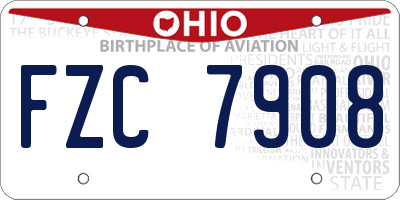 OH license plate FZC7908