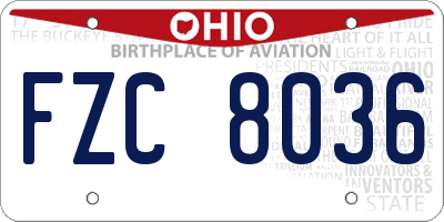 OH license plate FZC8036