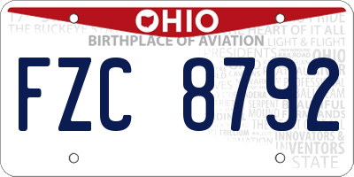 OH license plate FZC8792