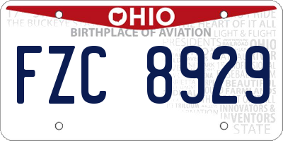 OH license plate FZC8929