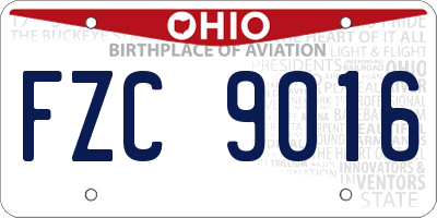 OH license plate FZC9016