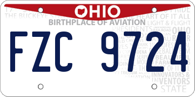 OH license plate FZC9724