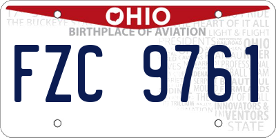 OH license plate FZC9761