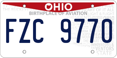 OH license plate FZC9770