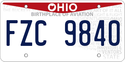 OH license plate FZC9840
