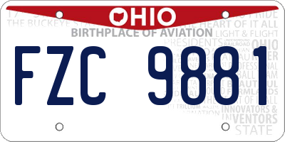 OH license plate FZC9881