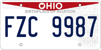 OH license plate FZC9987