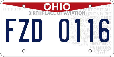 OH license plate FZD0116