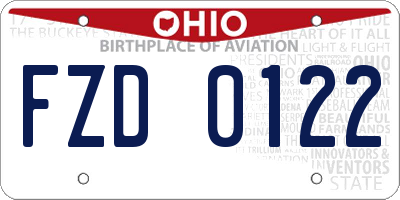OH license plate FZD0122