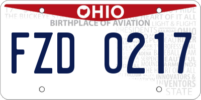 OH license plate FZD0217
