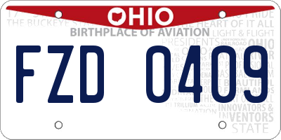 OH license plate FZD0409