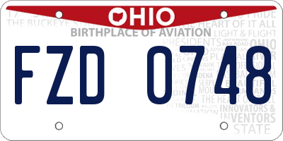 OH license plate FZD0748