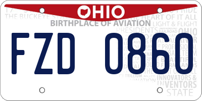 OH license plate FZD0860