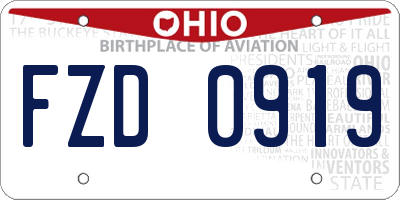 OH license plate FZD0919