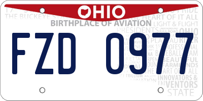 OH license plate FZD0977