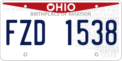 OH license plate FZD1538