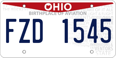 OH license plate FZD1545