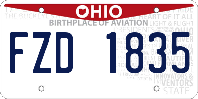 OH license plate FZD1835