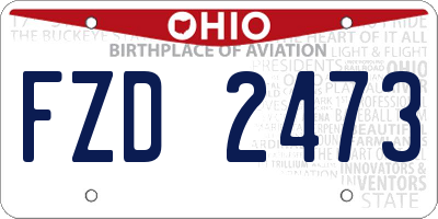 OH license plate FZD2473