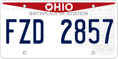 OH license plate FZD2857
