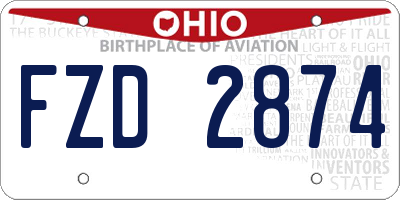 OH license plate FZD2874
