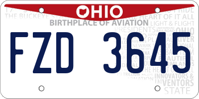 OH license plate FZD3645