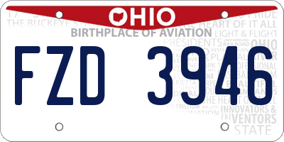 OH license plate FZD3946