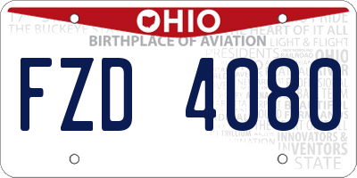 OH license plate FZD4080