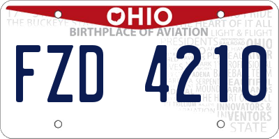 OH license plate FZD4210