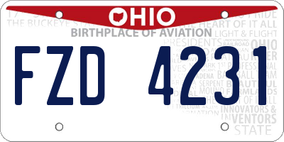 OH license plate FZD4231